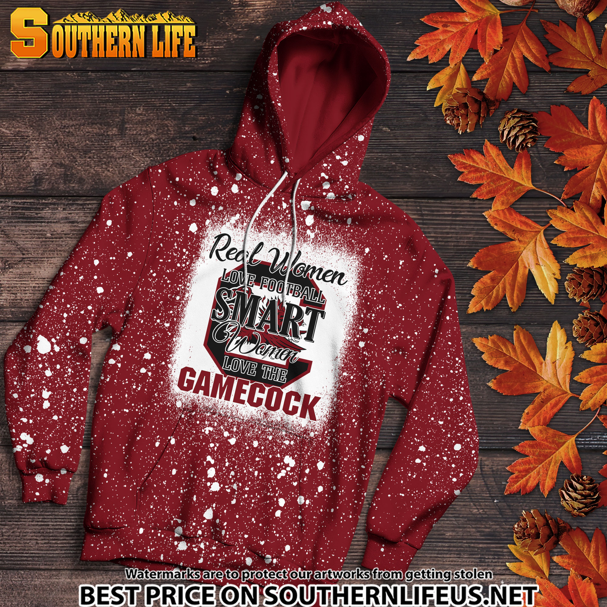 NCAA32 Real Women Love Football Smart Women Love Gamecocks Bleached 3D Printed Hoodie, TShirt, Sweatshirt - Image 2