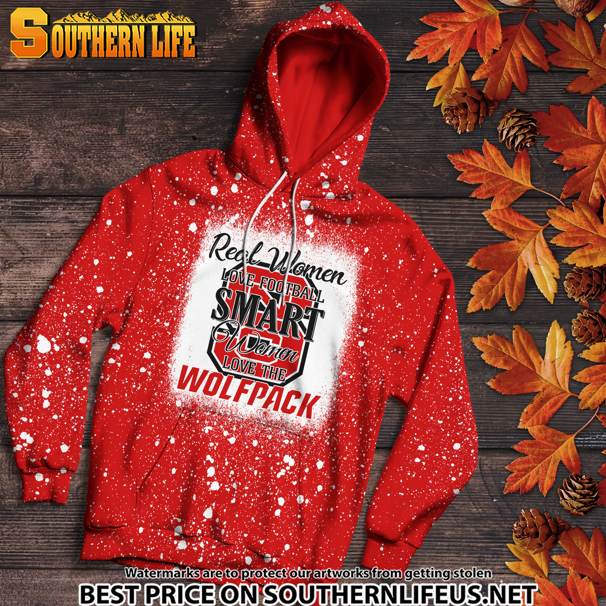 NCAA18 Real Women Love Football Smart Women Love Wolfpack Bleached 3D Printed Hoodie, TShirt, Sweatshirt - Image 2