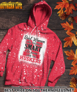 Alternative view of NCAA19 Real Women Love Football Smart Women Love Cornhuskers Bleached 3D Printed Hoodie, TShirt, Sweatshirt