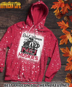 Alternative view of NCAA21 Real Women Love Football Smart Women Love Huskies Bleached 3D Printed Hoodie, TShirt, Sweatshirt