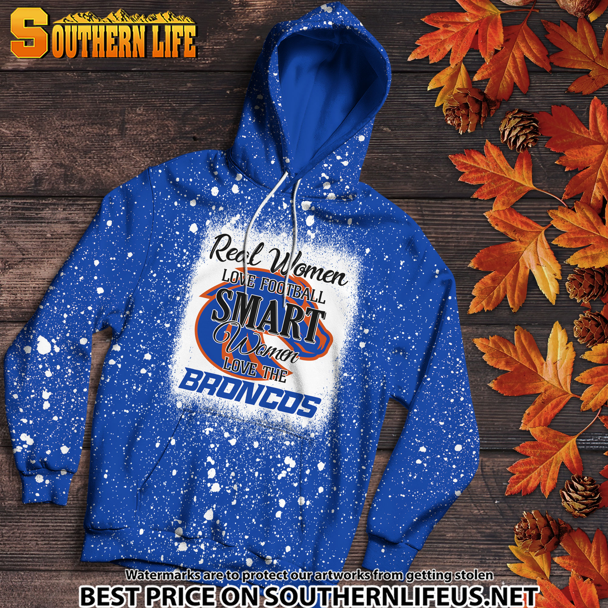 NCAA23 Real Women Love Football Smart Women Love Broncos Bleached 3D Printed Hoodie, TShirt, Sweatshirt - Image 2