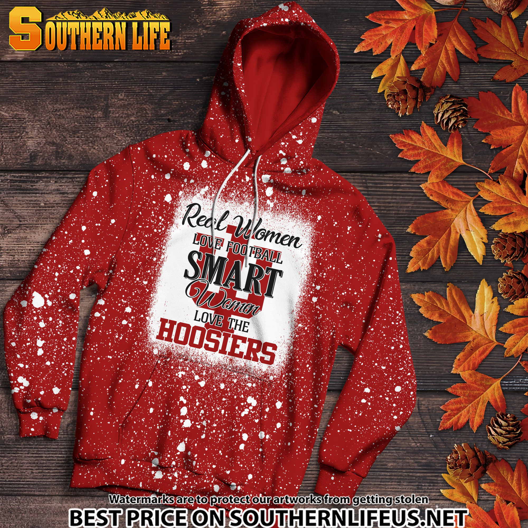 NCAA30 Real Women Love Football Smart Women Love Hoosiers Bleached 3D Printed Hoodie, TShirt, Sweatshirt - Image 2