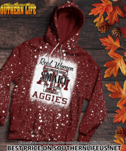 Alternative view of NCAA31 Real Women Love Football Smart Women Love Aggies Bleached 3D Printed Hoodie, TShirt, Sweatshirt