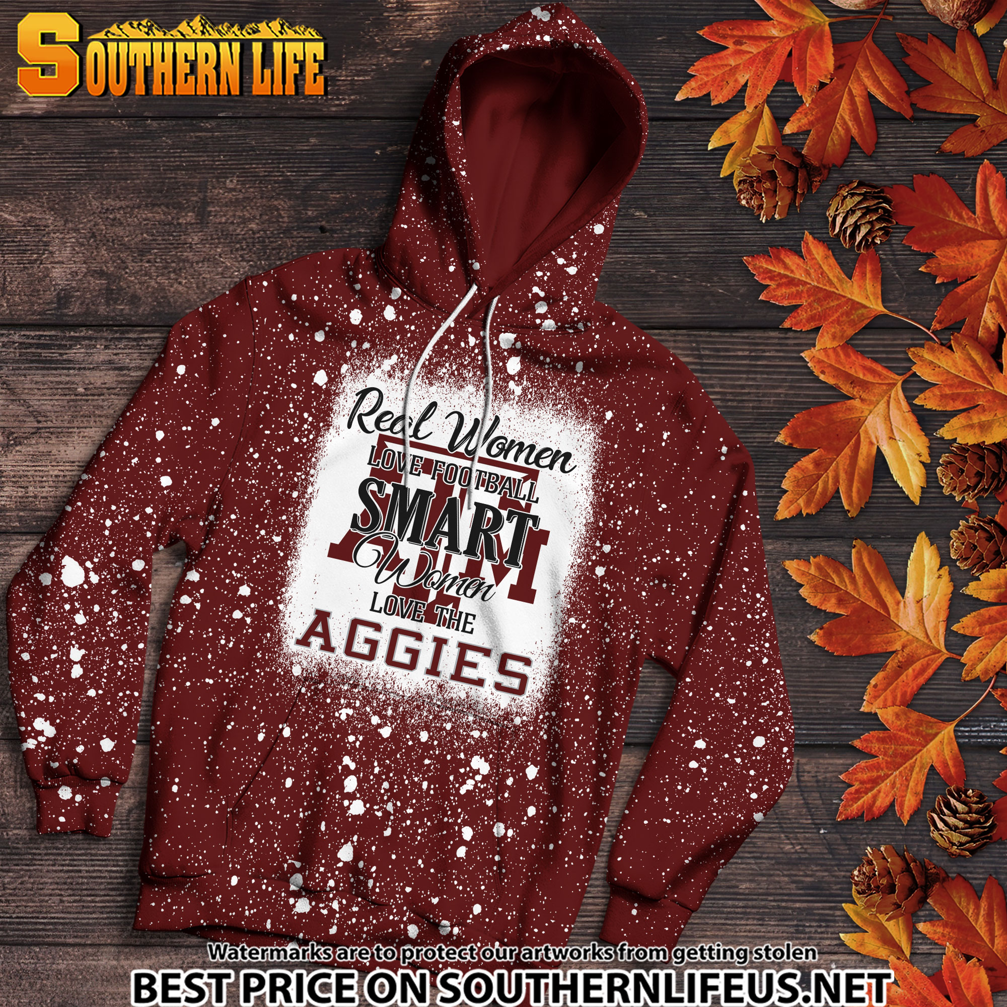 NCAA31 Real Women Love Football Smart Women Love Aggies Bleached 3D Printed Hoodie, TShirt, Sweatshirt - Image 2