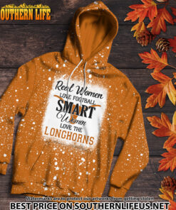 Alternative view of NCAA14 Real Women Love Football Smart Women Love Longhorns Bleached 3D Printed Hoodie, TShirt, Sweatshirt