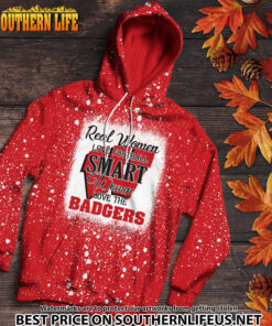 Alternative view of NCAA37 Real Women Love Football Smart Women Love Badgers Bleached 3D Printed Hoodie, TShirt, Sweatshirt