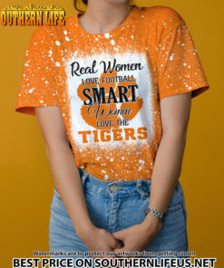 NCAA05 Real Women Love Football Smart Women Love Tigers Bleached 3D Printed Hoodie, TShirt, Sweatshirt