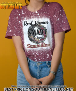 NCAA07 Real Women Love Football Smart Women Love Seminoles Bleached 3D Printed Hoodie, TShirt, Sweatshirt