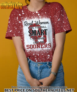 NCAA10 Real Women Love Football Smart Women Love Sooners Bleached 3D Printed Hoodie, TShirt, Sweatshirt