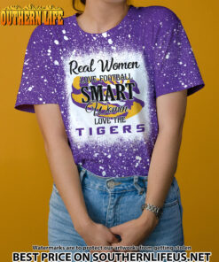 NCAA13 Real Women Love Football Smart Women Love LSU Tigers Bleached 3D Printed Hoodie, TShirt, Sweatshirt