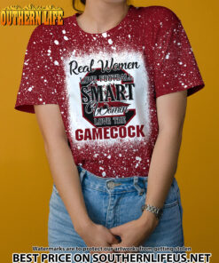 NCAA32 Real Women Love Football Smart Women Love Gamecocks Bleached 3D Printed Hoodie, TShirt, Sweatshirt