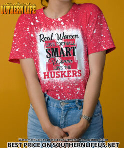 NCAA19 Real Women Love Football Smart Women Love Cornhuskers Bleached 3D Printed Hoodie, TShirt, Sweatshirt