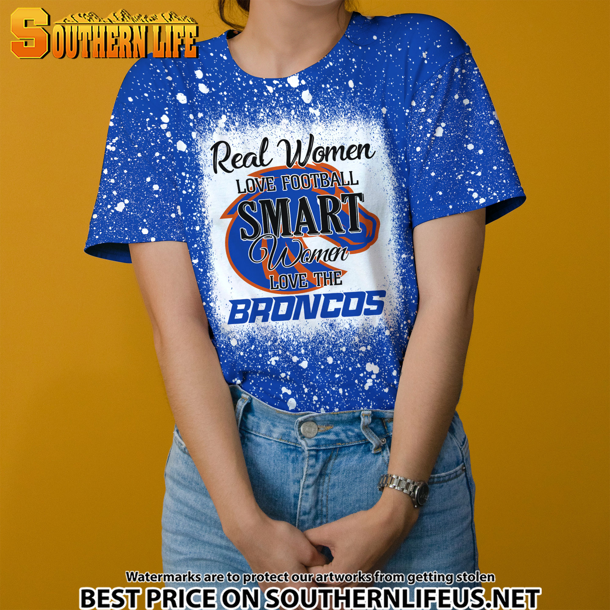 NCAA23 Real Women Love Football Smart Women Love Broncos Bleached 3D Printed Hoodie, TShirt, Sweatshirt