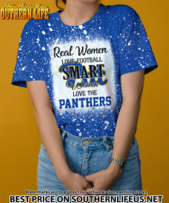 NCAA28 Real Women Love Football Smart Women Love Panthers Bleached 3D Printed Hoodie, TShirt, Sweatshirt