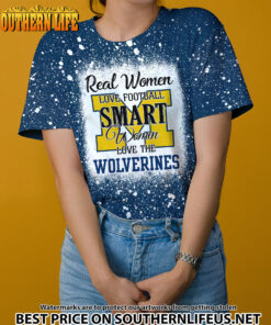 NCAA06 Real Women Love Football Smart Women Love Wolverines Bleached 3D Printed Hoodie, TShirt, Sweatshirt