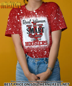 NCAA30 Real Women Love Football Smart Women Love Hoosiers Bleached 3D Printed Hoodie, TShirt, Sweatshirt
