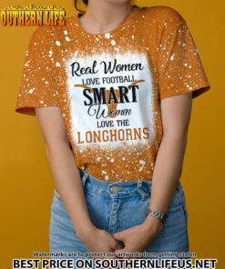 NCAA14 Real Women Love Football Smart Women Love Longhorns Bleached 3D Printed Hoodie, TShirt, Sweatshirt