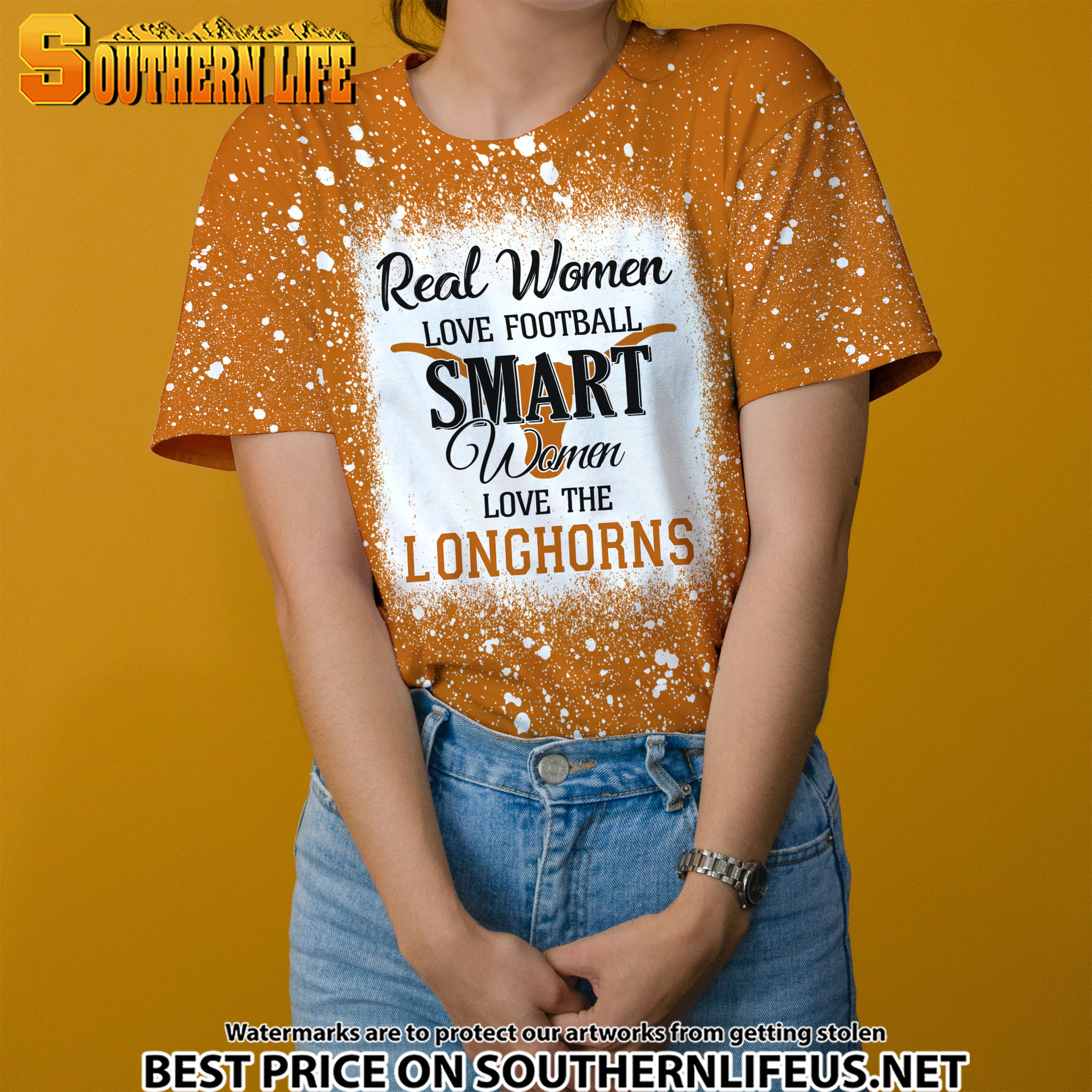 NCAA14 Real Women Love Football Smart Women Love Longhorns Bleached 3D Printed Hoodie, TShirt, Sweatshirt