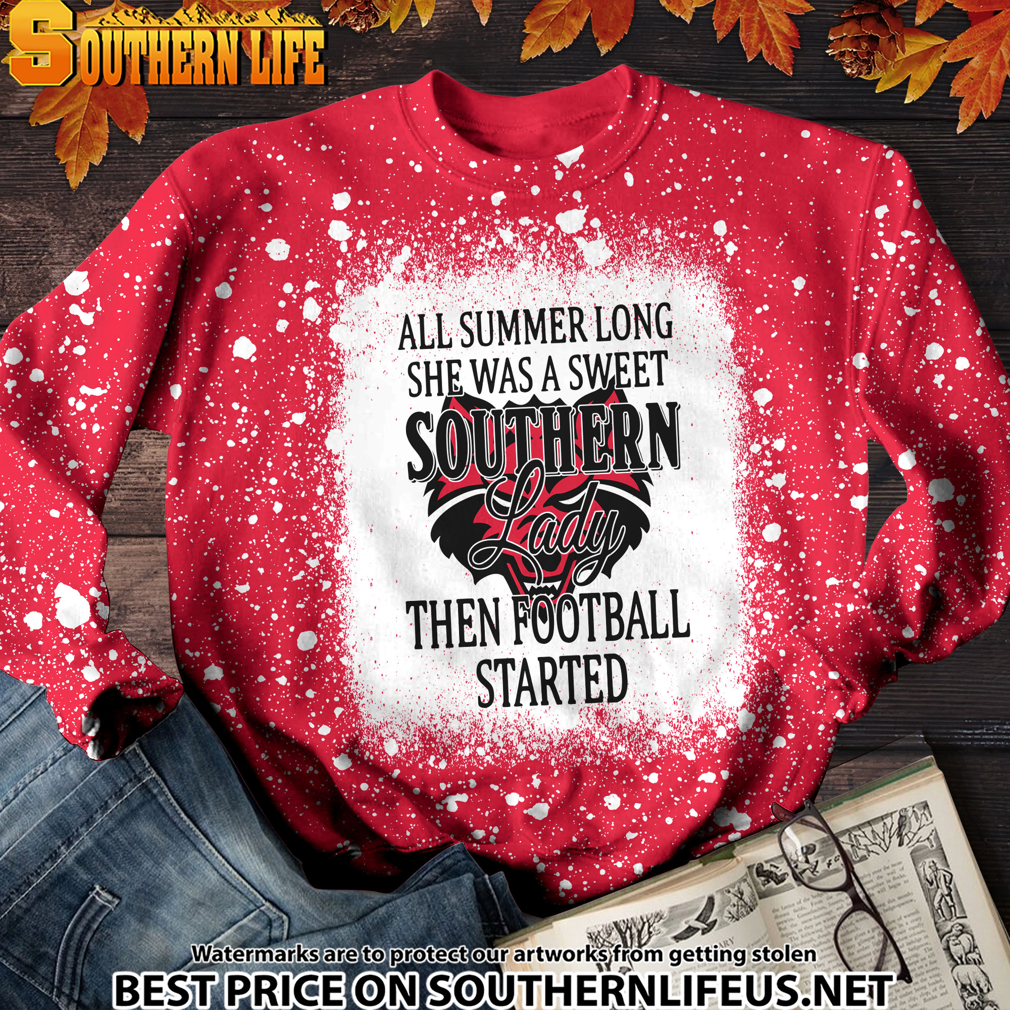 NCAA41 Arkansas State Red Wolves Sweet And Southern Lady Bleached 3D Printed Hoodie, TShirt, Sweatshirt - Image 3