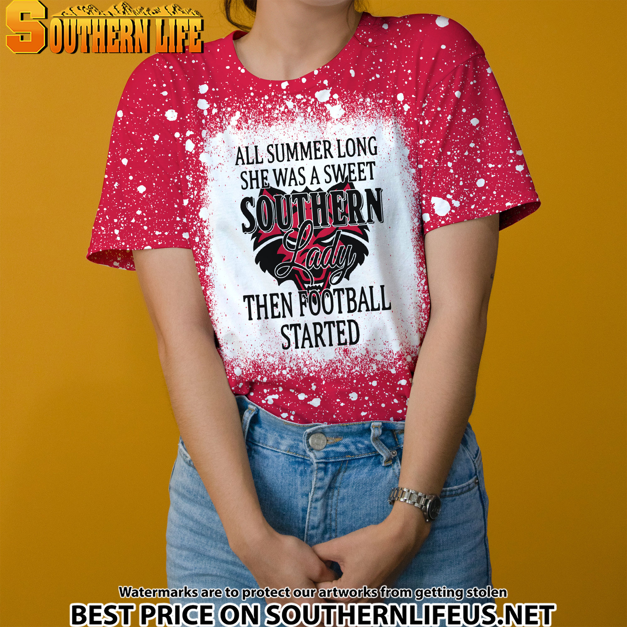 NCAA41 Arkansas State Red Wolves Sweet And Southern Lady Bleached 3D Printed Hoodie, TShirt, Sweatshirt