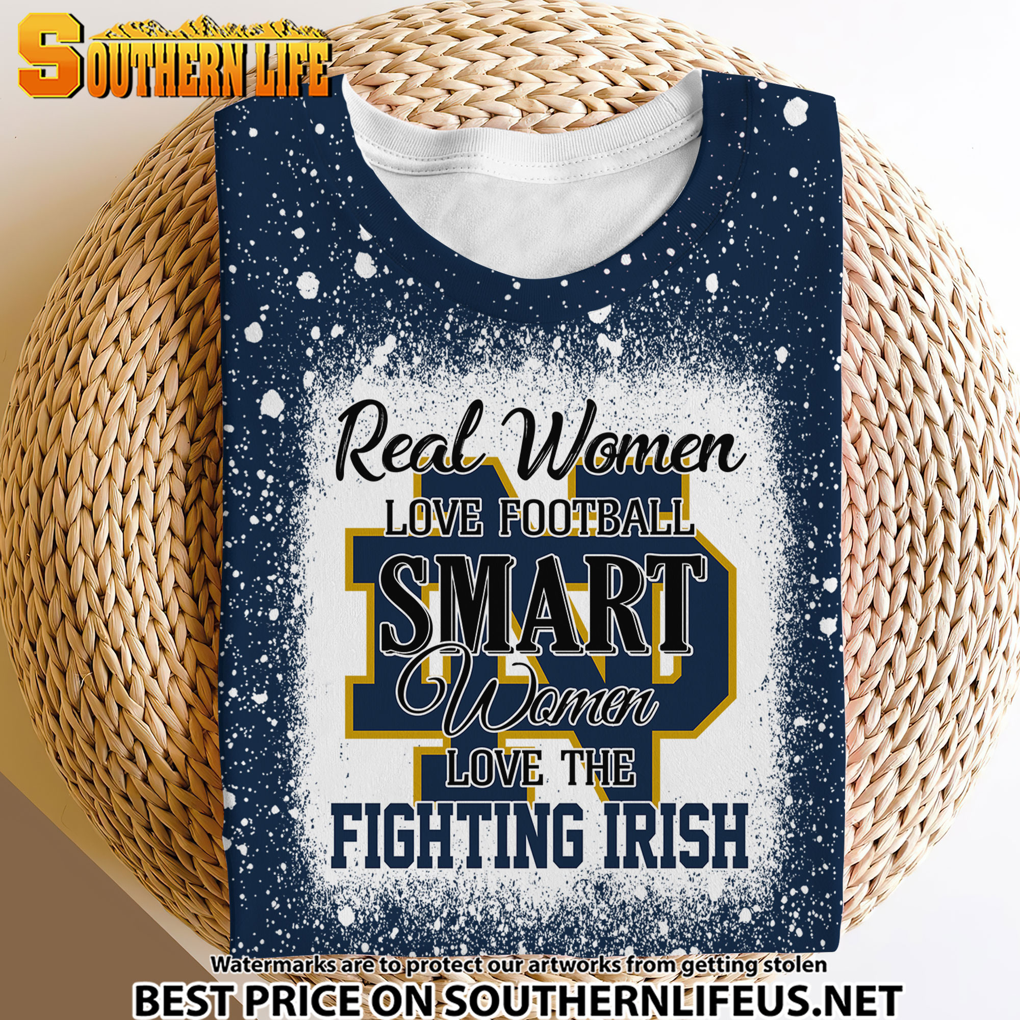 NCAA02 Real Women Love Football Smart Women Love Fighting Irish Bleached 3D Printed Hoodie, TShirt, Sweatshirt - Image 4