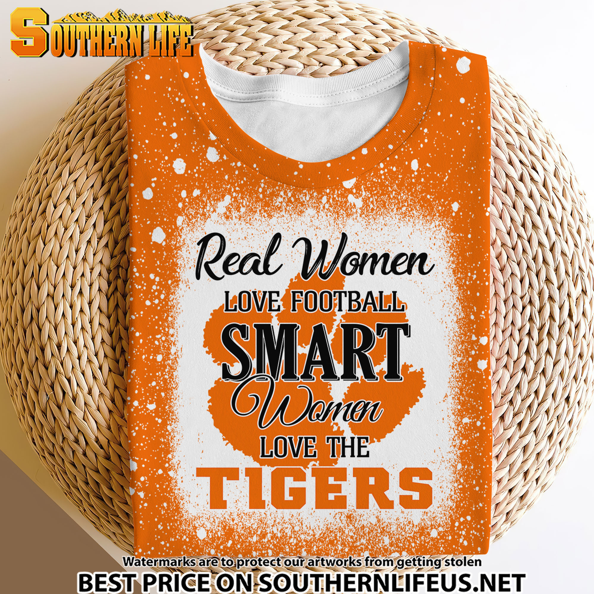 NCAA05 Real Women Love Football Smart Women Love Tigers Bleached 3D Printed Hoodie, TShirt, Sweatshirt - Image 4