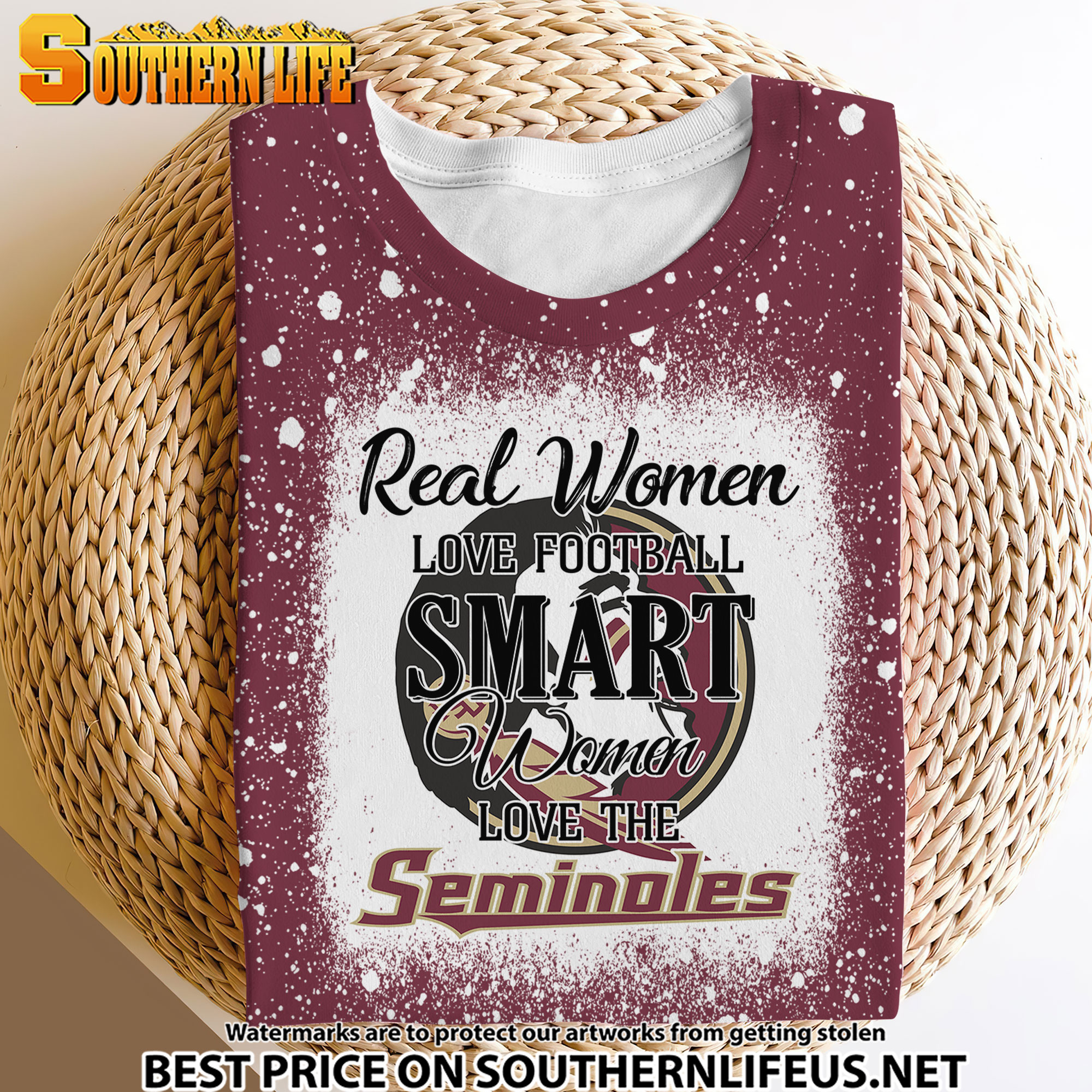 NCAA07 Real Women Love Football Smart Women Love Seminoles Bleached 3D Printed Hoodie, TShirt, Sweatshirt - Image 4
