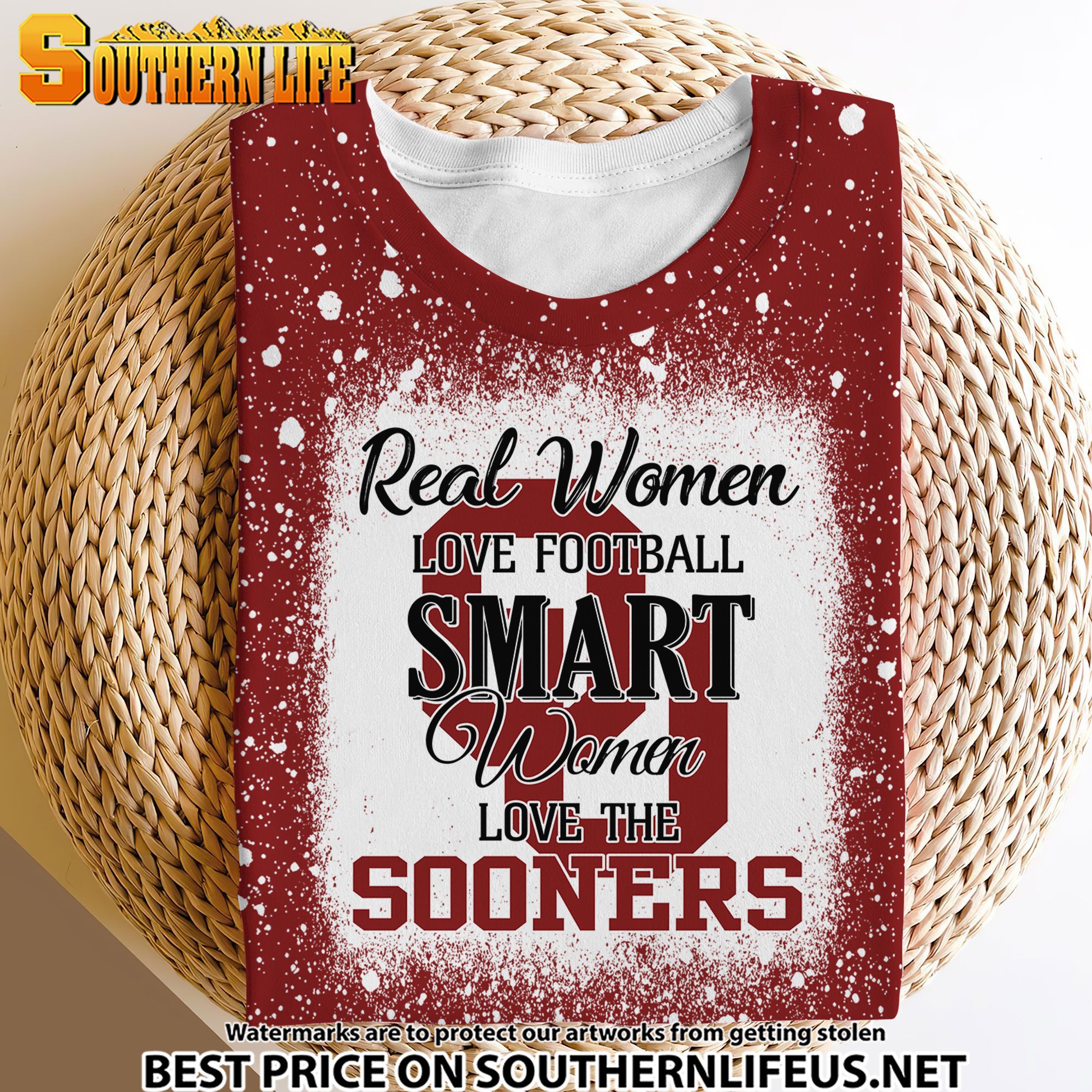 NCAA10 Real Women Love Football Smart Women Love Sooners Bleached 3D Printed Hoodie, TShirt, Sweatshirt - Image 4
