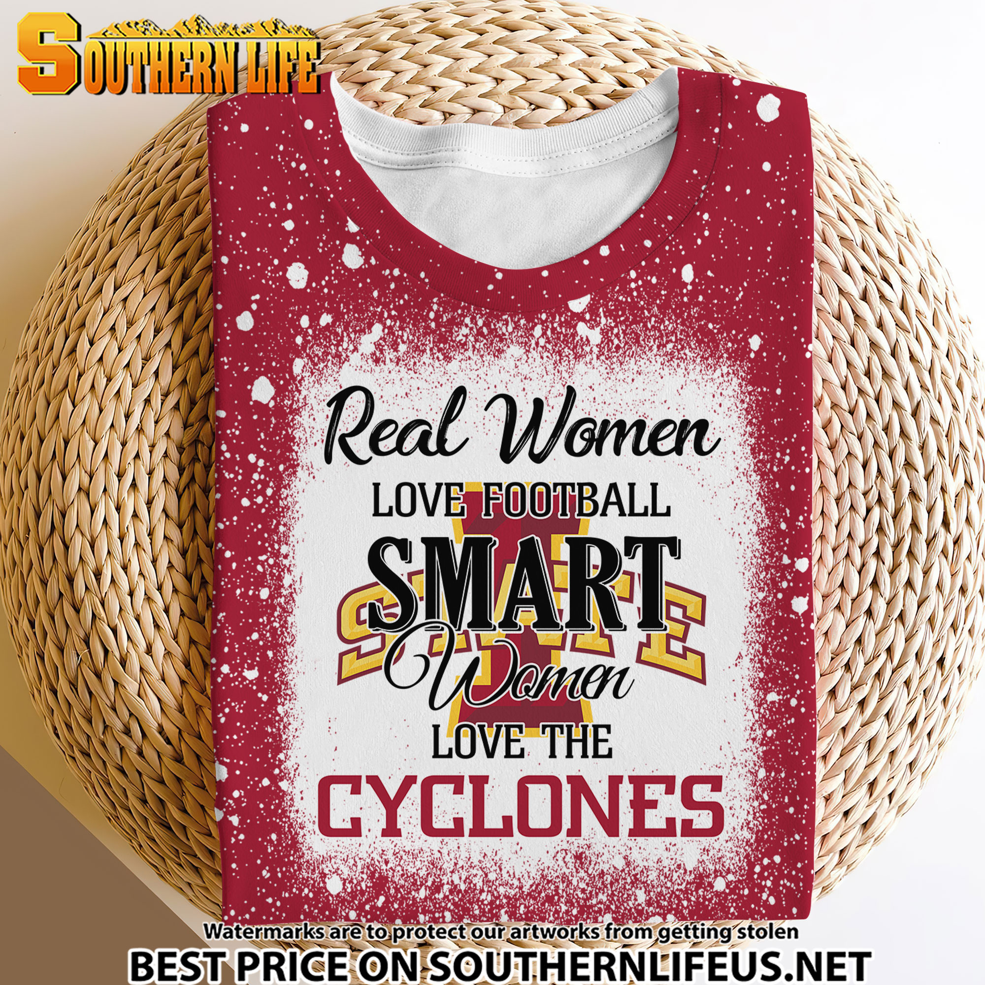 NCAA36 Real Women Love Football Smart Women Love Cyclones Bleached 3D Printed Hoodie, TShirt, Sweatshirt - Image 4