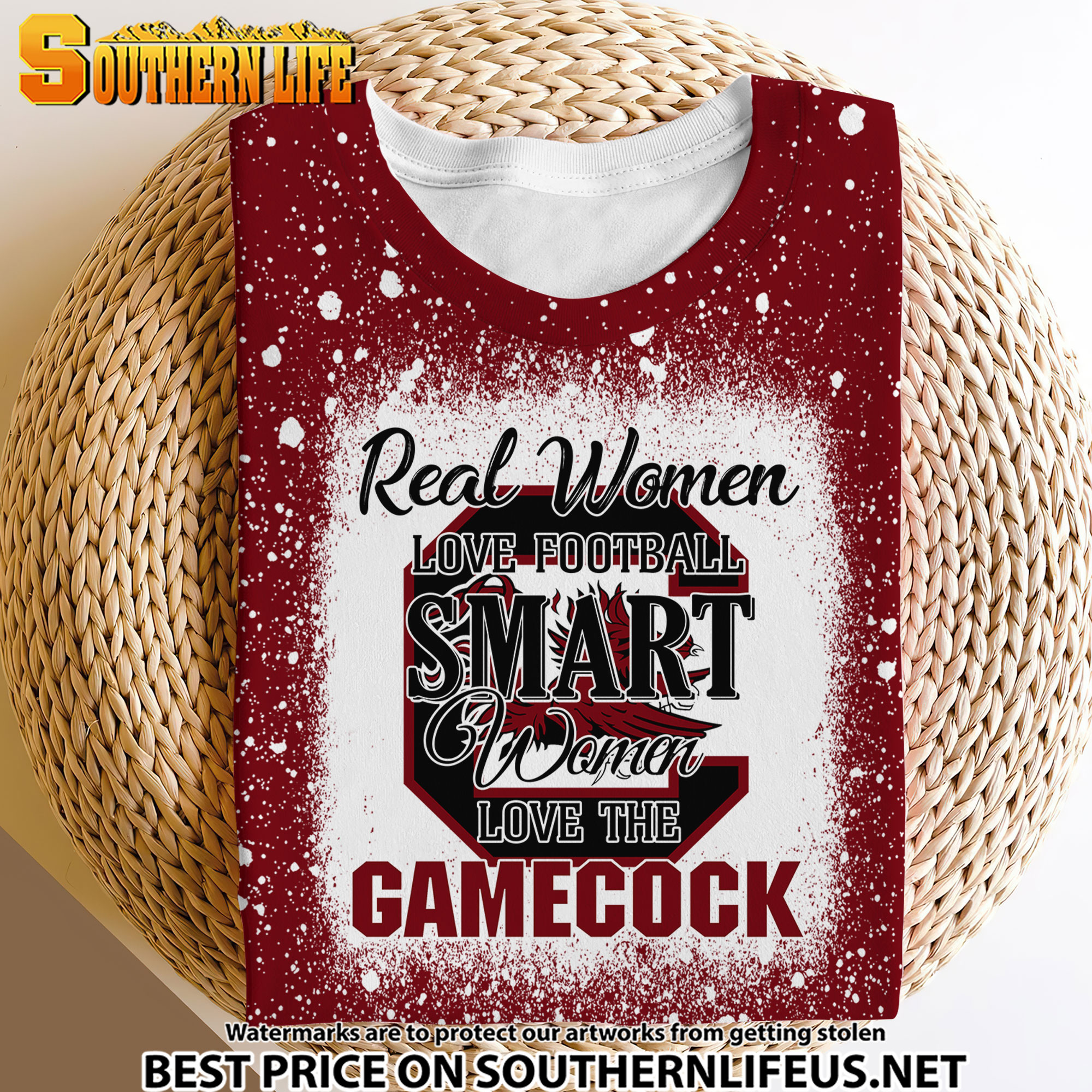NCAA32 Real Women Love Football Smart Women Love Gamecocks Bleached 3D Printed Hoodie, TShirt, Sweatshirt - Image 4