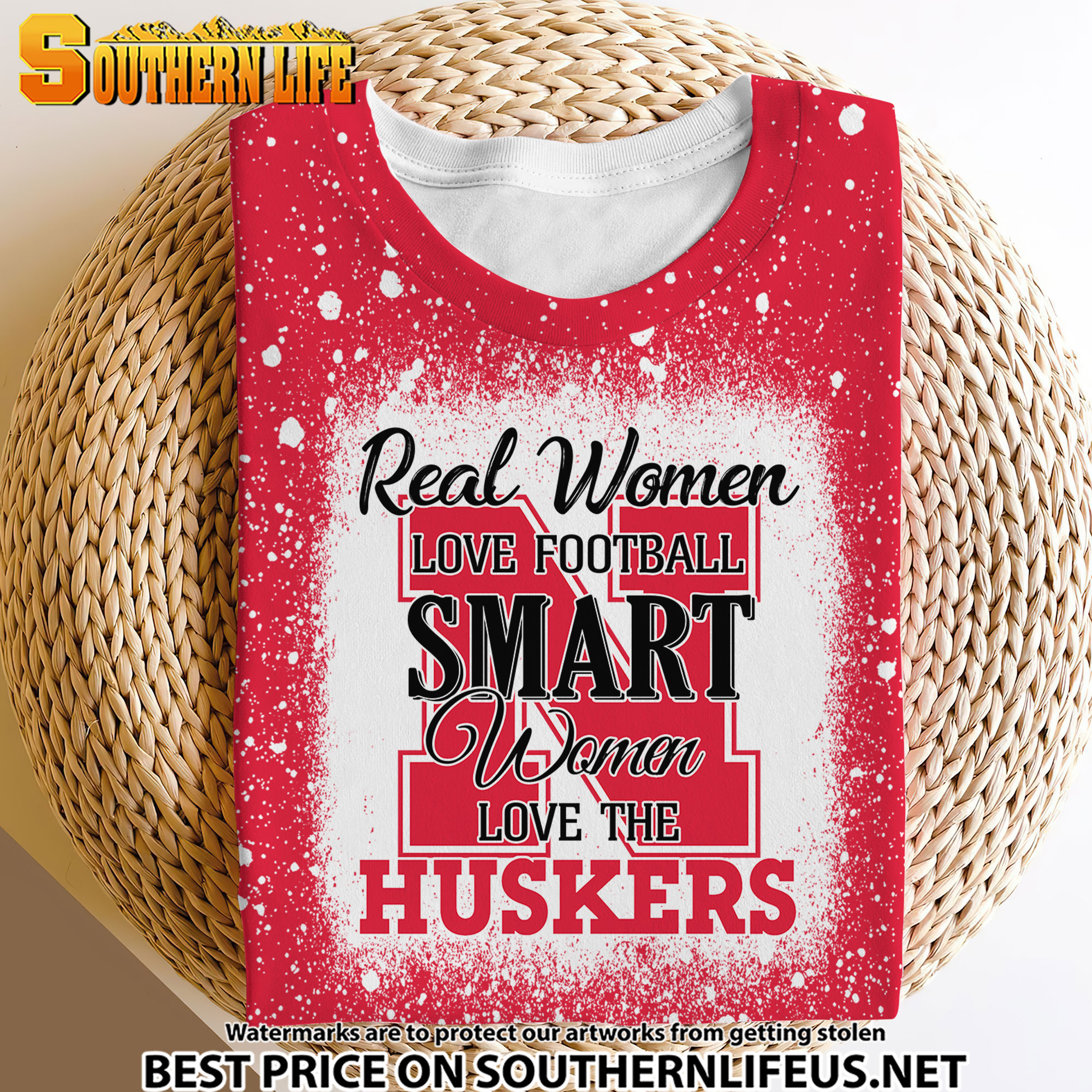 NCAA19 Real Women Love Football Smart Women Love Cornhuskers Bleached 3D Printed Hoodie, TShirt, Sweatshirt - Image 4