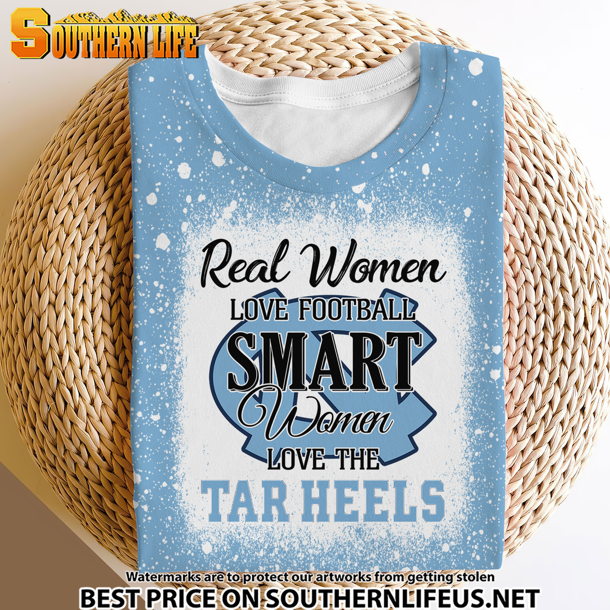 NCAA20 Real Women Love Football Smart Women Love Tar Heels Bleached 3D Printed Hoodie, TShirt, Sweatshirt - Image 4