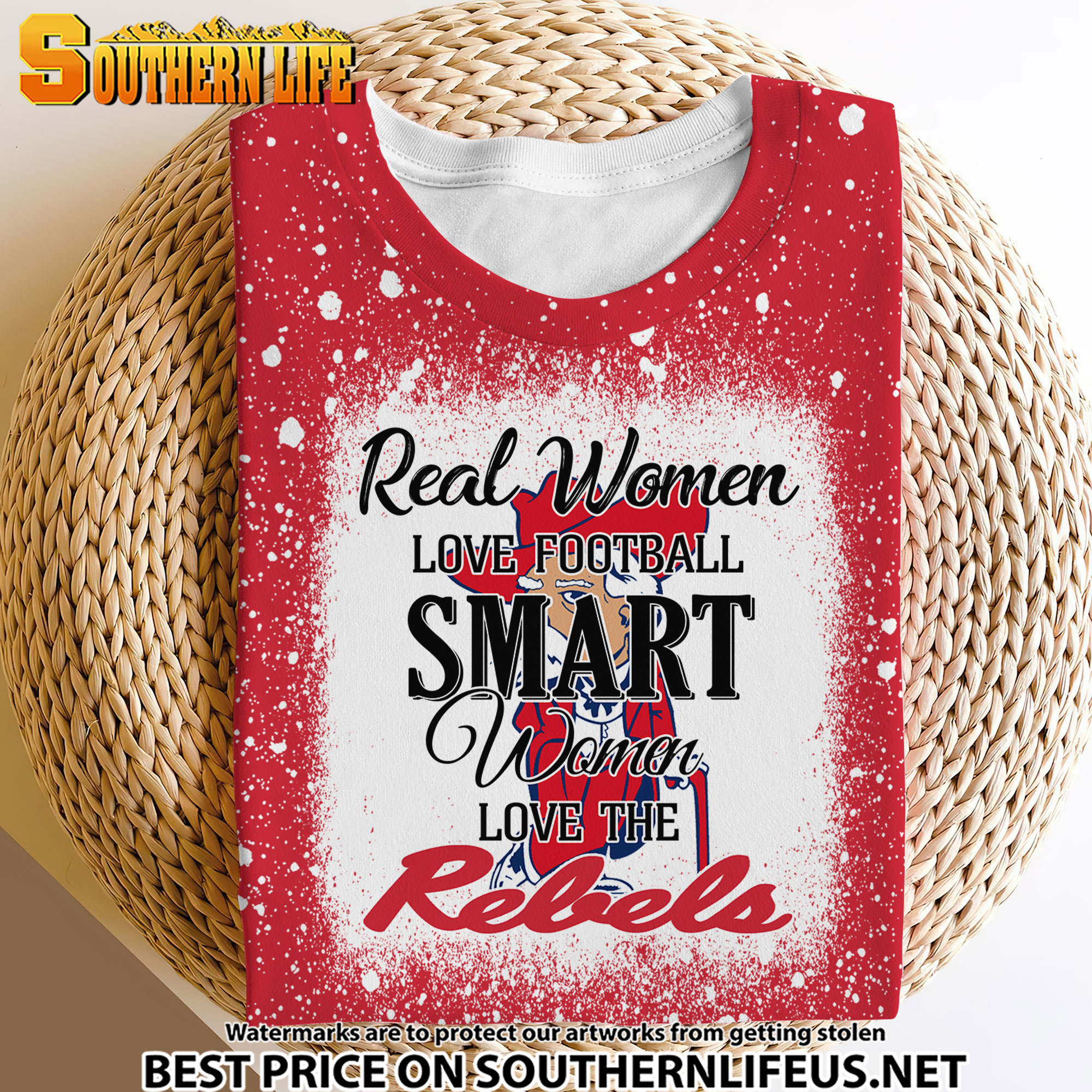 NCAA25 Real Women Love Football Smart Women Love Rebels Bleached 3D Printed Hoodie, TShirt, Sweatshirt - Image 4