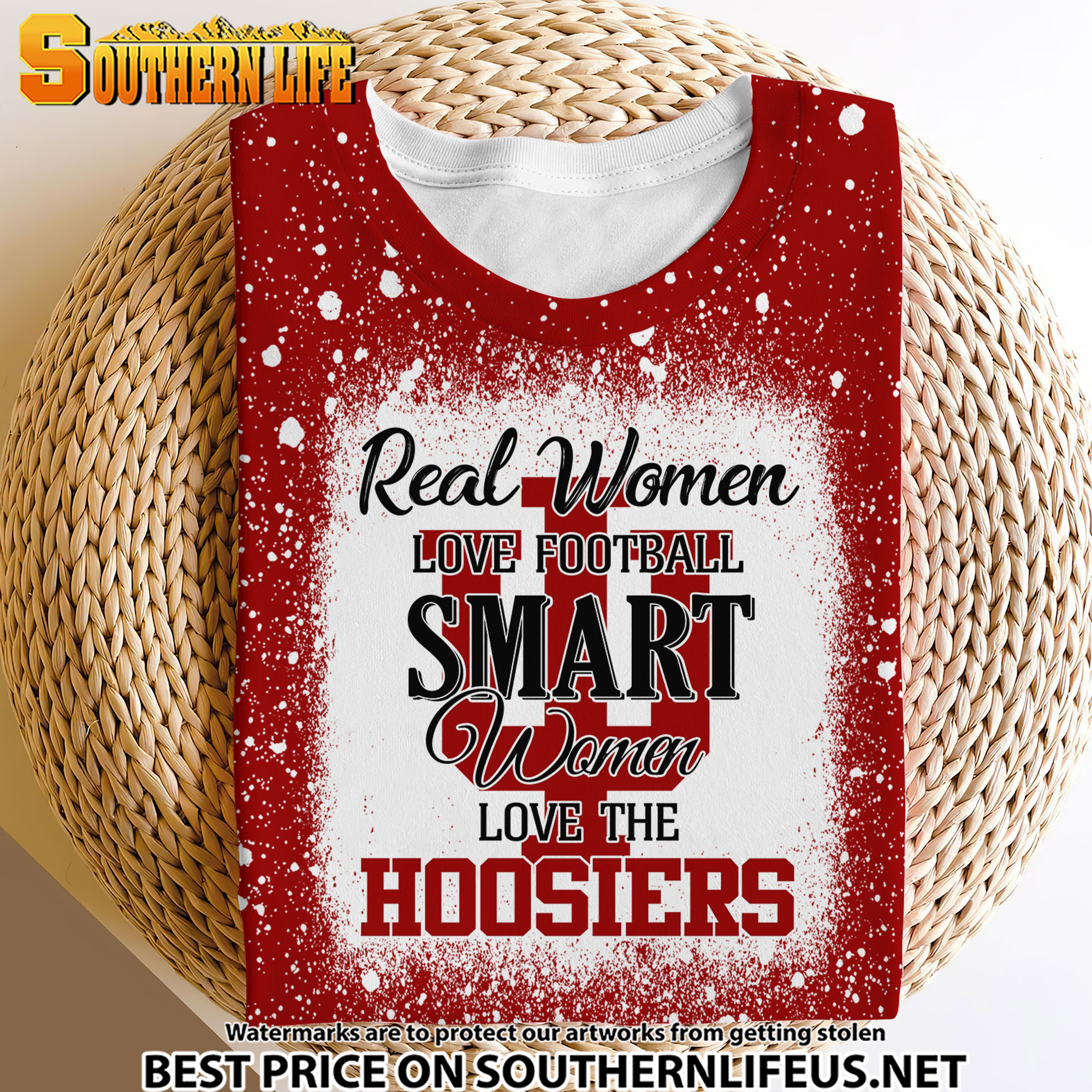 NCAA30 Real Women Love Football Smart Women Love Hoosiers Bleached 3D Printed Hoodie, TShirt, Sweatshirt - Image 4