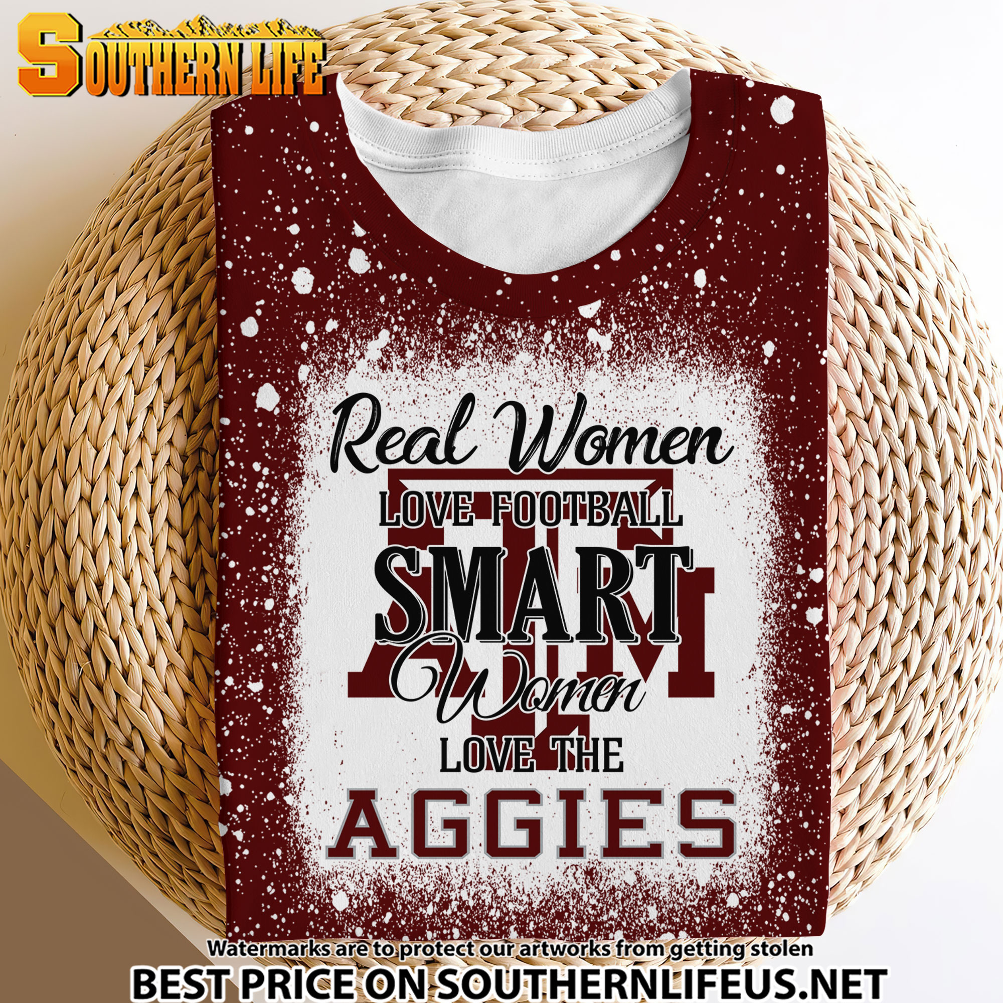 NCAA31 Real Women Love Football Smart Women Love Aggies Bleached 3D Printed Hoodie, TShirt, Sweatshirt - Image 4