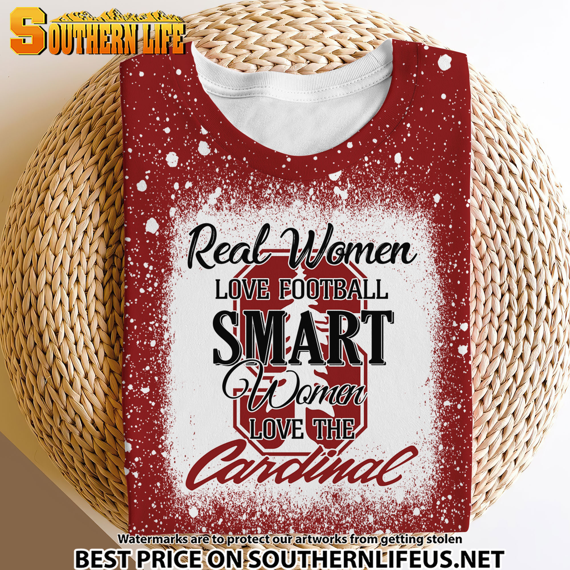 NCAA35 Real Women Love Football Smart Women Love Cardinals Bleached 3D Printed Hoodie, TShirt, Sweatshirt - Image 4