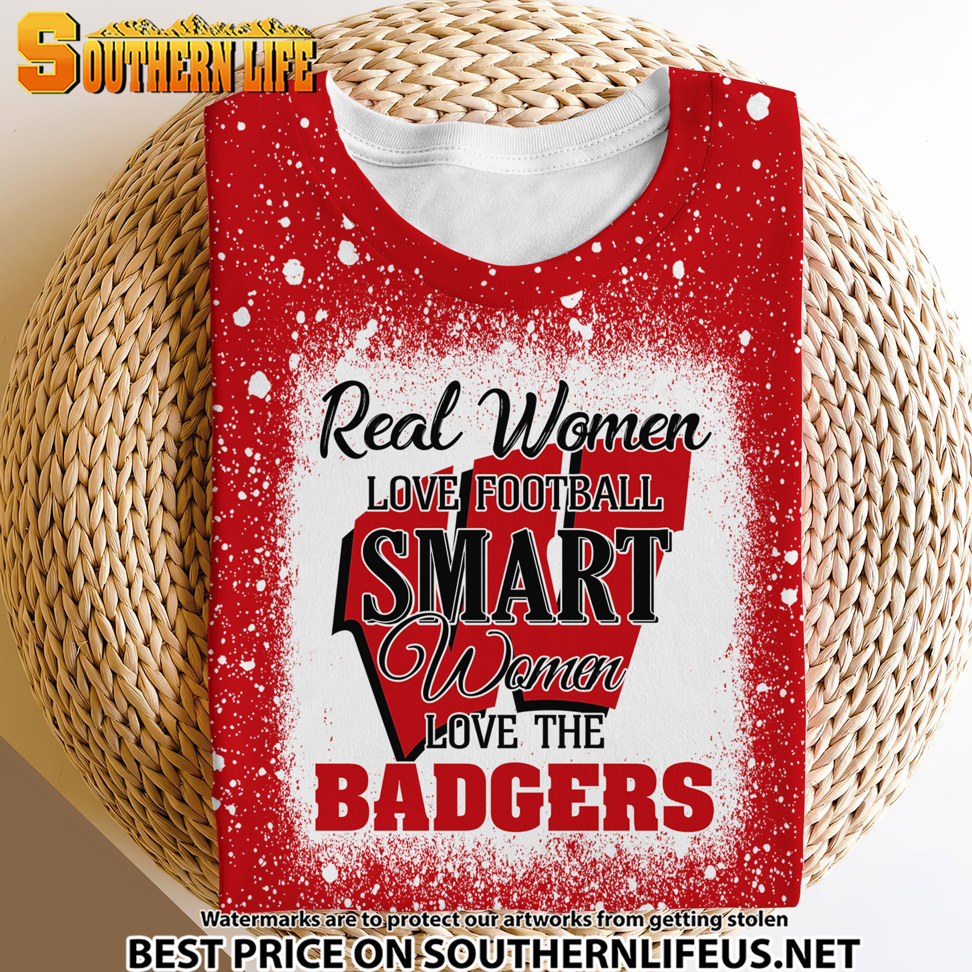 NCAA37 Real Women Love Football Smart Women Love Badgers Bleached 3D Printed Hoodie, TShirt, Sweatshirt - Image 4