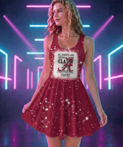 NCAA01A Alabama Crimson Tide Sweet And Classy Lady Bleached Women's Skater Dresses