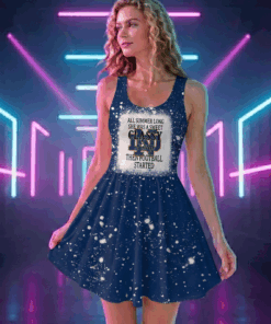 NCAA02 Notre Dame Fighting Irish Sweet And Classy Lady Bleached Women's Skater Dresses