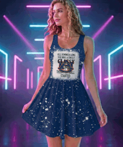 NCAA03 Auburn Tigers Sweet And Classy Lady Bleached Women's Skater Dresses