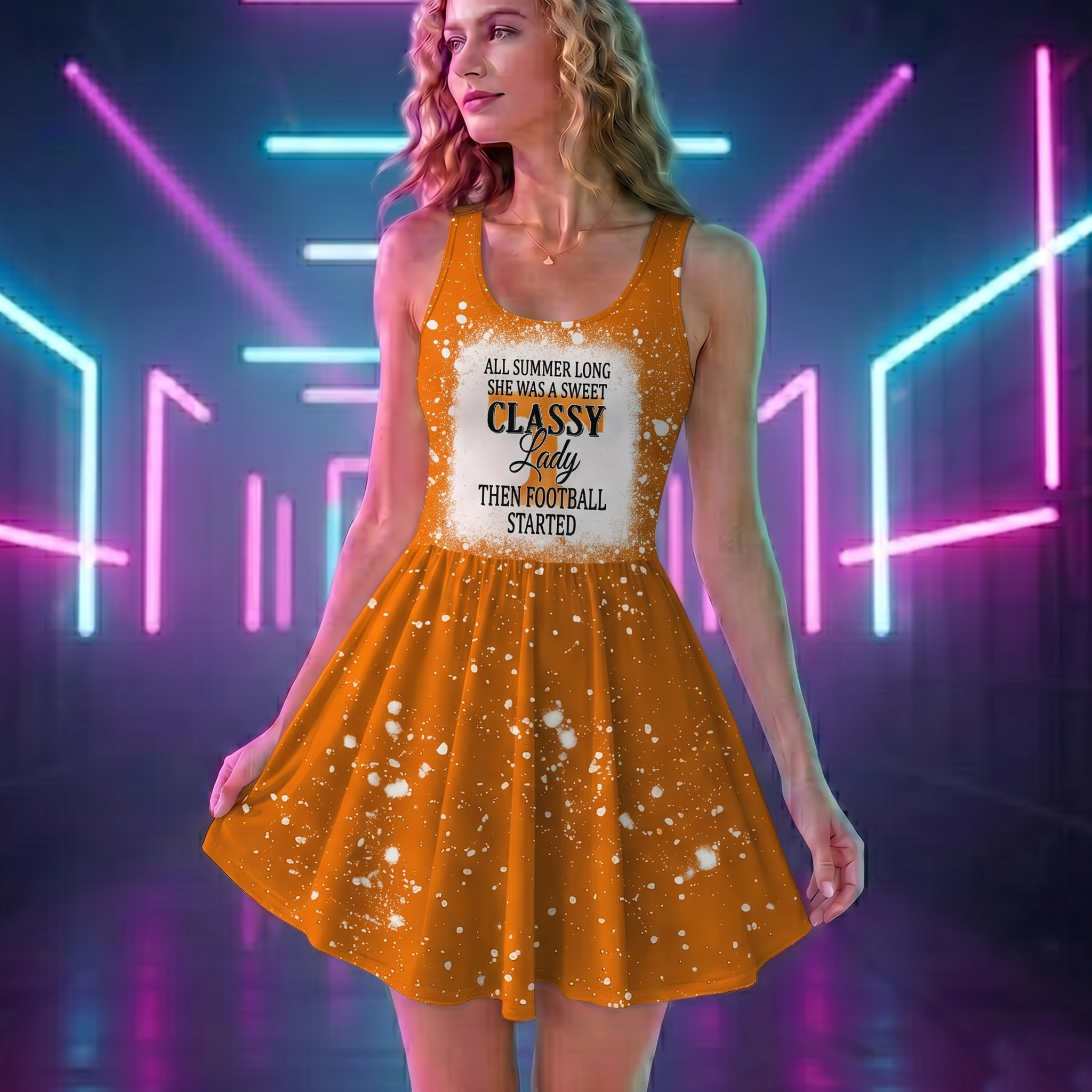 NCAA09 Tennessee Volunteers Sweet And Classy Lady Bleached Women's Skater Dresses