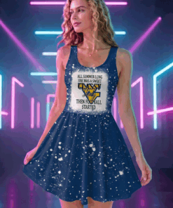 NCAA14 West Virginia Mountaineers Sweet And Classy Lady Bleached Women's Skater Dresses