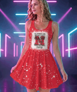 NCAA19 Nebraska Cornhuskers Sweet And Classy Lady Bleached Women's Skater Dresses