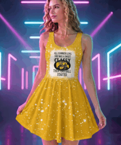 NCAA24 Iowa Hawkeyes Sweet And Classy Lady Bleached Women's Skater Dresses