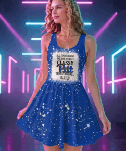 NCAA28 Pittsburgh Panthers Sweet And Classy Lady Bleached Women's Skater Dresses