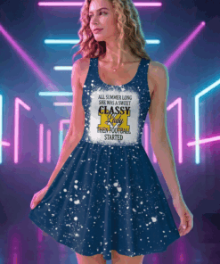 NCAA2A Michigan Wolverines Sweet And Classy Lady Bleached Women's Skater Dresses
