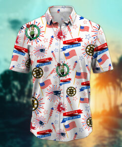 Alternative view of Boston Sports Teams Happy 4th Of July USA Hawaiian Shirt